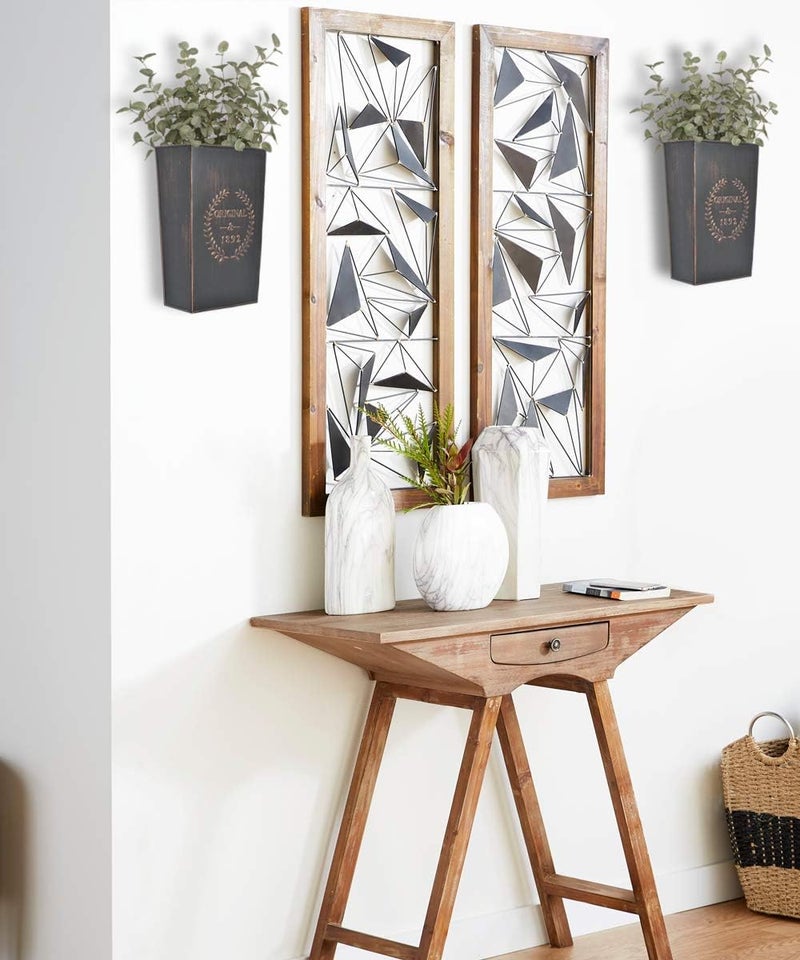 LESEN Rustic Metal Wall Planter Country Home Hanging Wall Vase Pocket for Plants or Flower Indoor or Outdoor Farmhouse Wall Decor,Set of 2 - Image 3